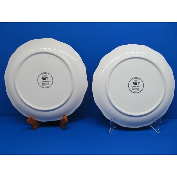 Pier 1 Flower Motifs Botanical Floral Textured Scalloped 9" Salad Plates (2) - Picture 4 of 12